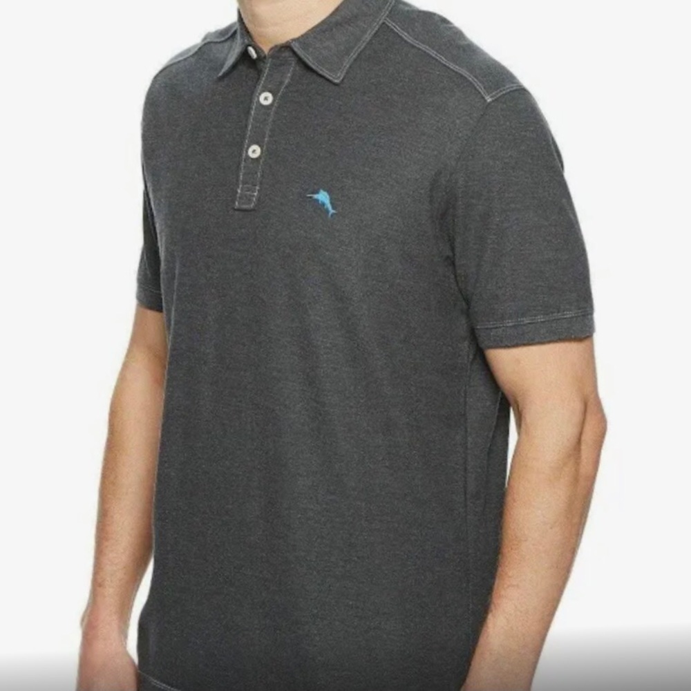 Tommy Bahama Tropical Contrast Trim Heathered Short Sleeve Big & Tall Polo Shirt